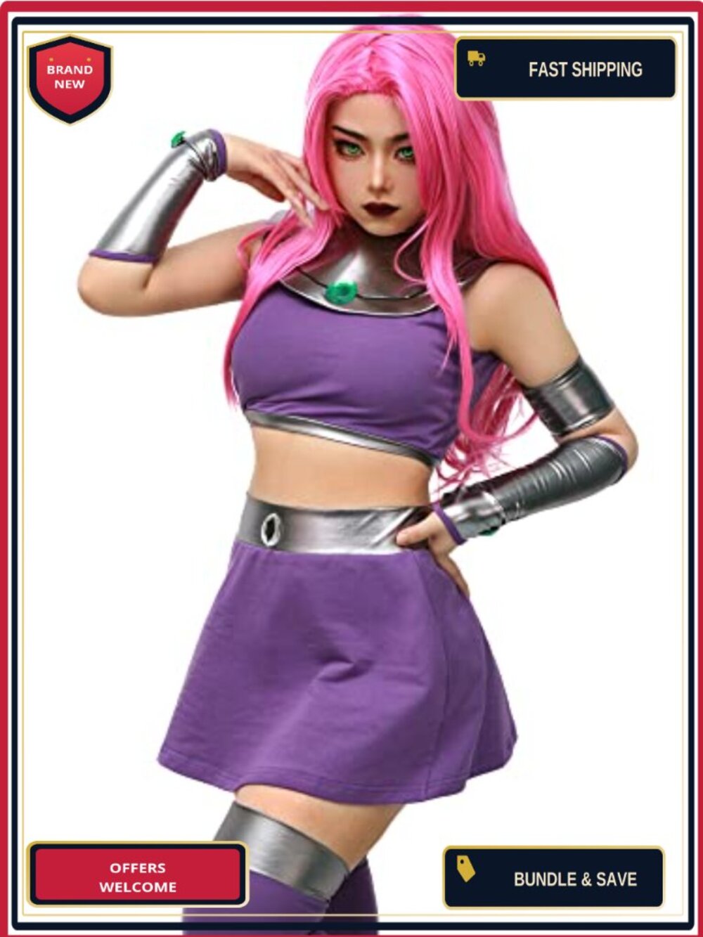 Costume Crop Top Skirt Stockings Oversleeves Spandex French Terry Cosplay